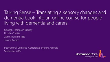 Talking Sense – Translating a sensory changes and dementia book into an online course for people living with dementia and carers